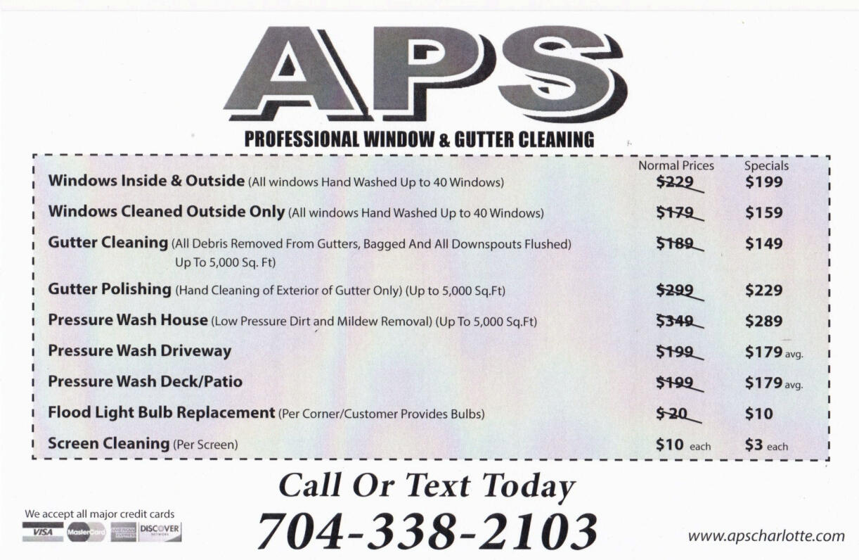 APS Charlotte Specials Back APS Charlotte Specials Back
