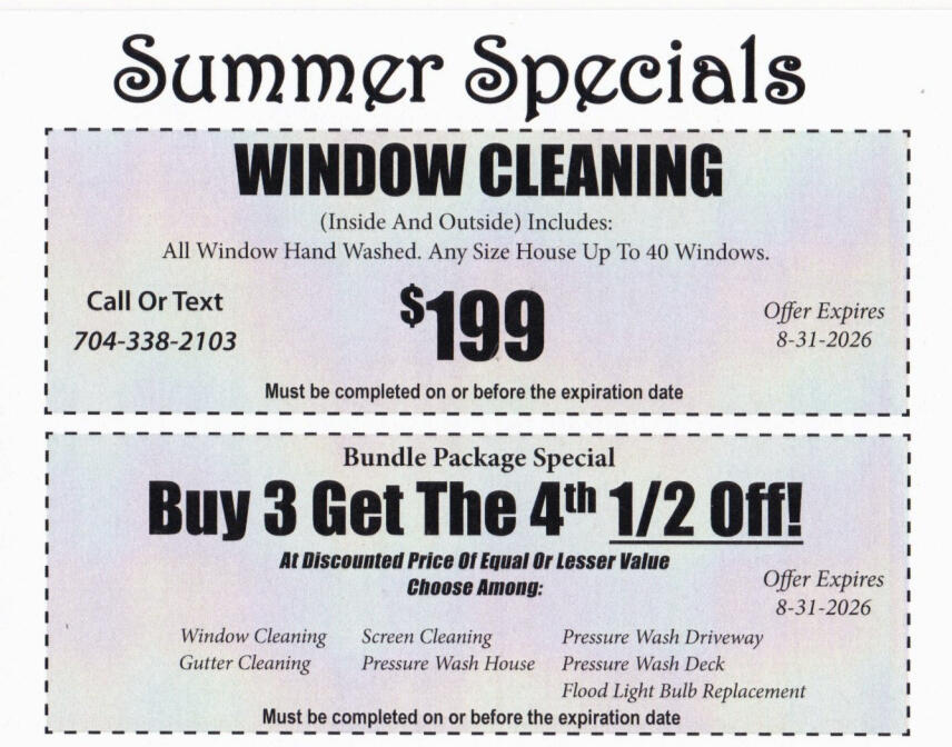 APS Charlotte Specials Back APS Charlotte Specials Back